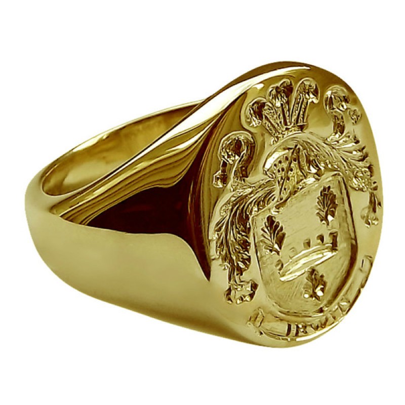 Rings With Family Crest 18ct Gold Plated Sterling Silver